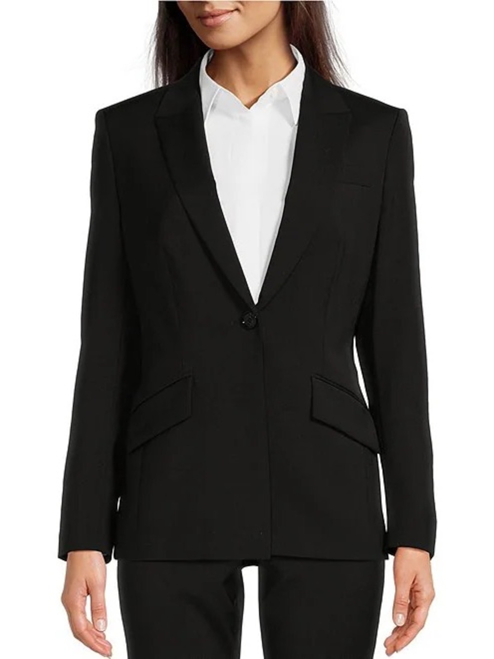 Hugo Boss Blazer "Juicy" Black Virgin Wool Single-Button Size 6 Office Career